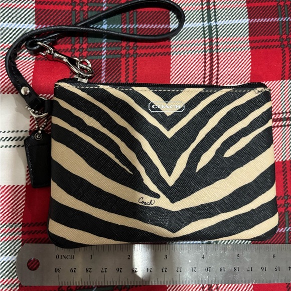 Coach Zebra Stripe Black and Tan Wristlet - Picture 3 of 9